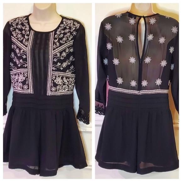 ASOS Collection Black and White Embroidered Romper, Size 6 - Picture 13 of 16